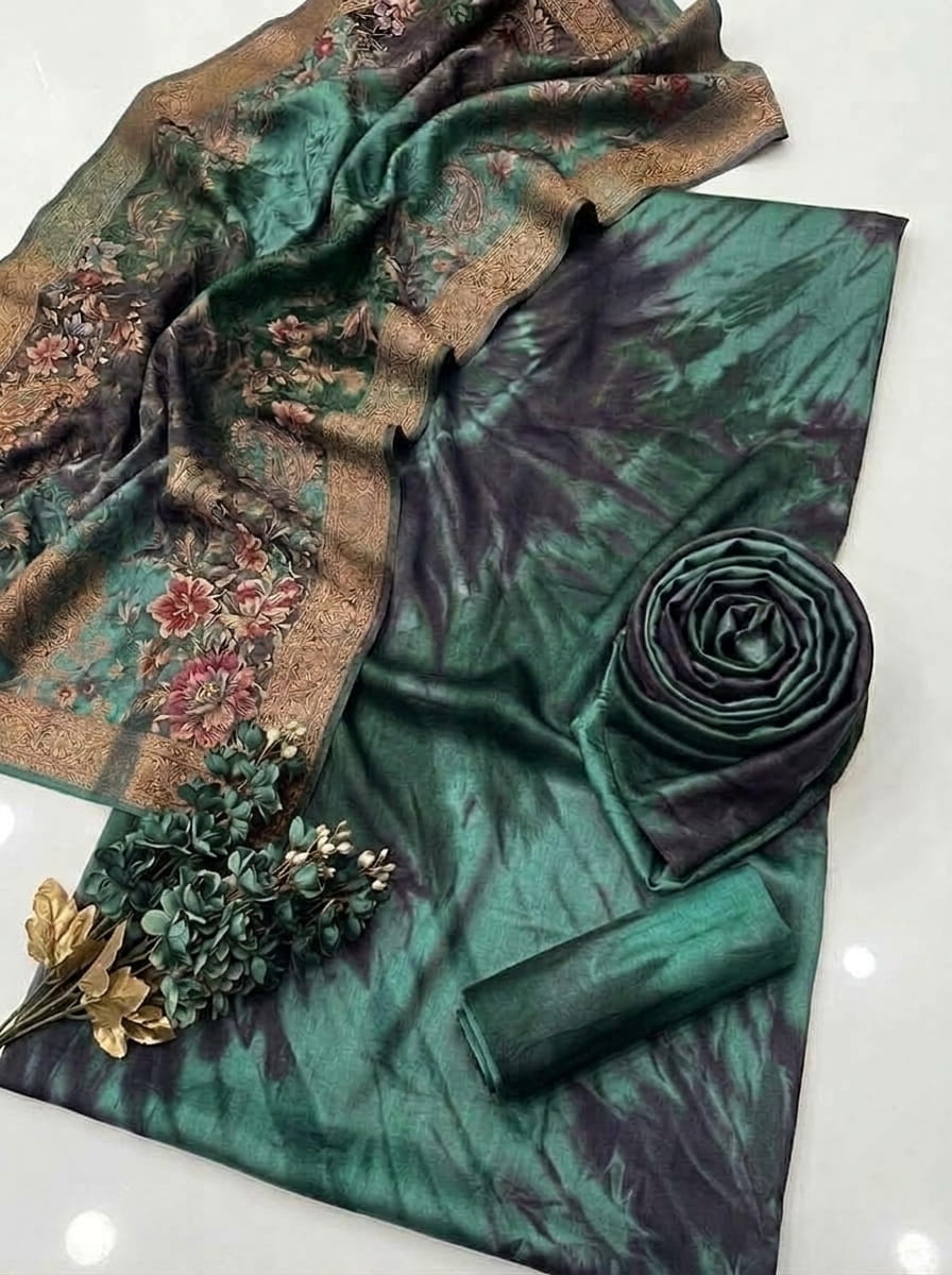 CHINA SILK MULTI SHADED PRINTED 3 PIECE