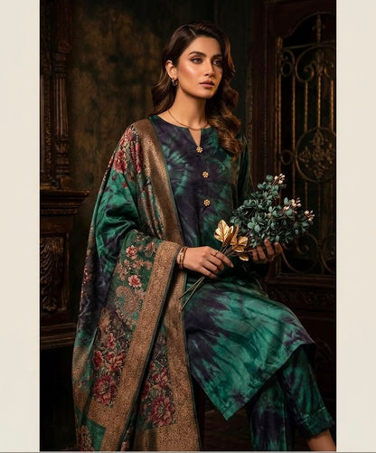 CHINA SILK MULTI SHADED PRINTED 3 PIECE