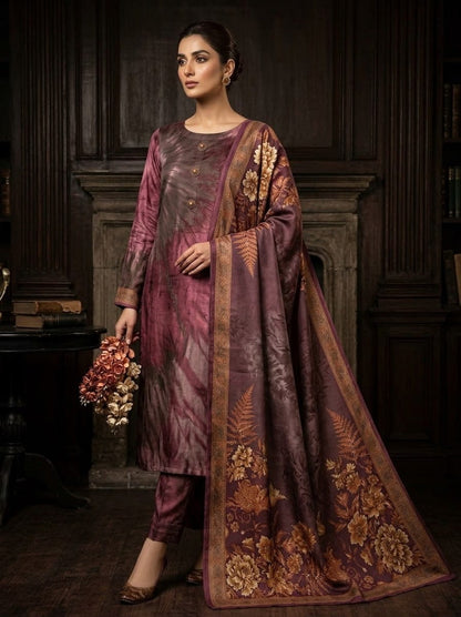 CHINA SILK MULTI SHADED PRINTED 3 PIECE