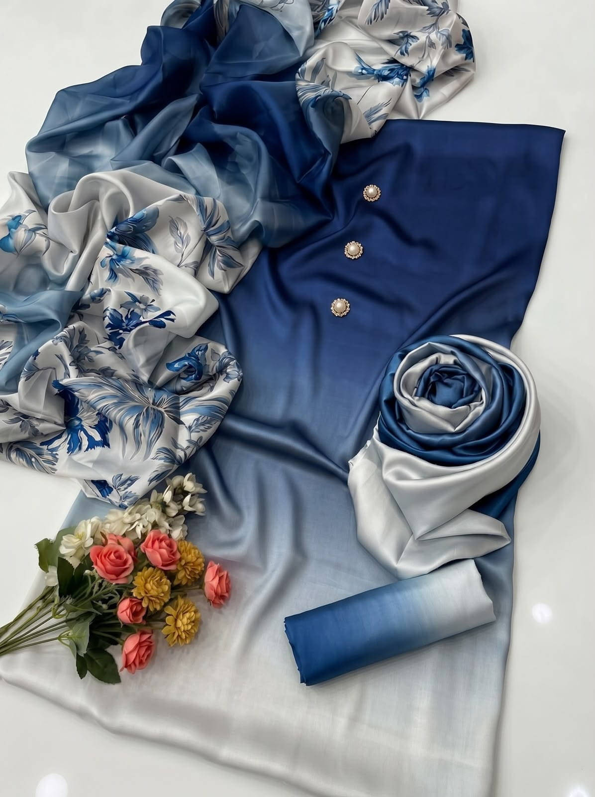 TIE N DYE CHINA SILK DRESS (5 COLORS)