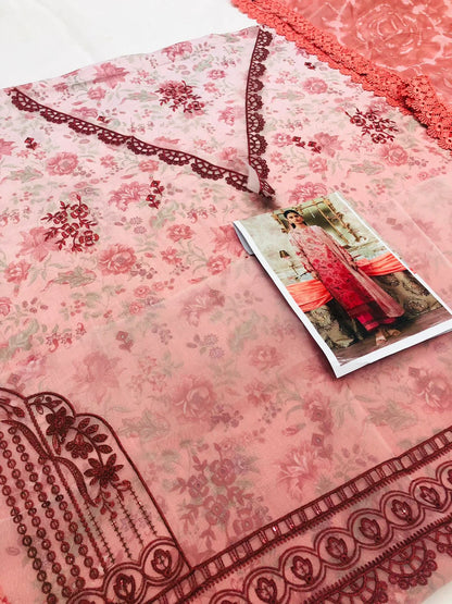 AFROZE PEACH TWO TONE LAWN - SR FABRICS