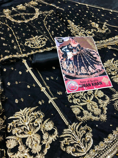 AIMAN KHAN BLACK - SR FABRICS