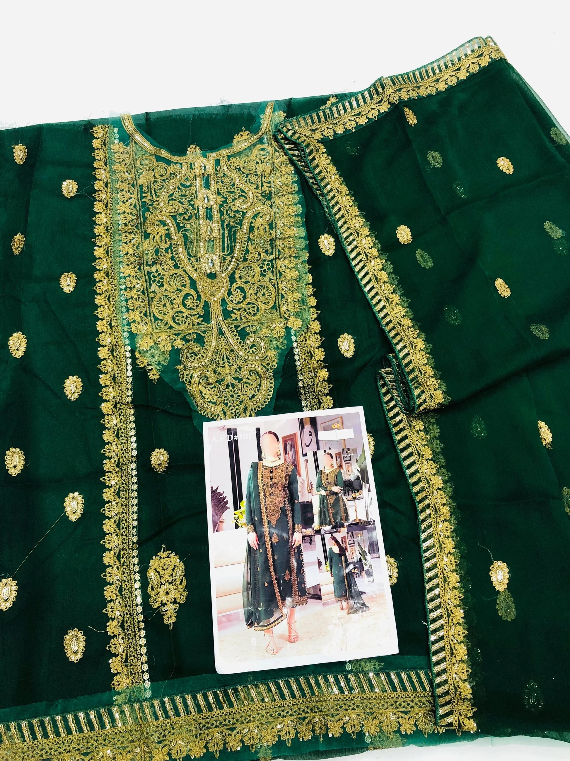 AJ BOTTLE GREEN SHAFOON - SR FABRICS