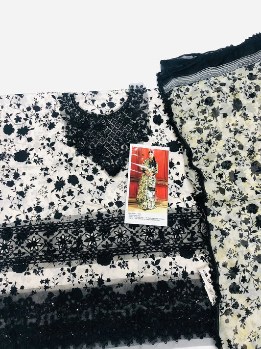 ANEELA SKIN BLACK LAWN - SR FABRICS