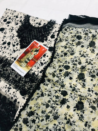ANEELA SKIN BLACK LAWN - SR FABRICS