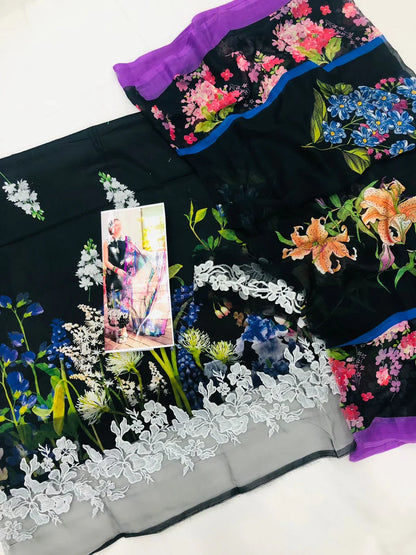 ASIFA AND NABEEL BLACK DIGITAL LAWN - SR FABRICS