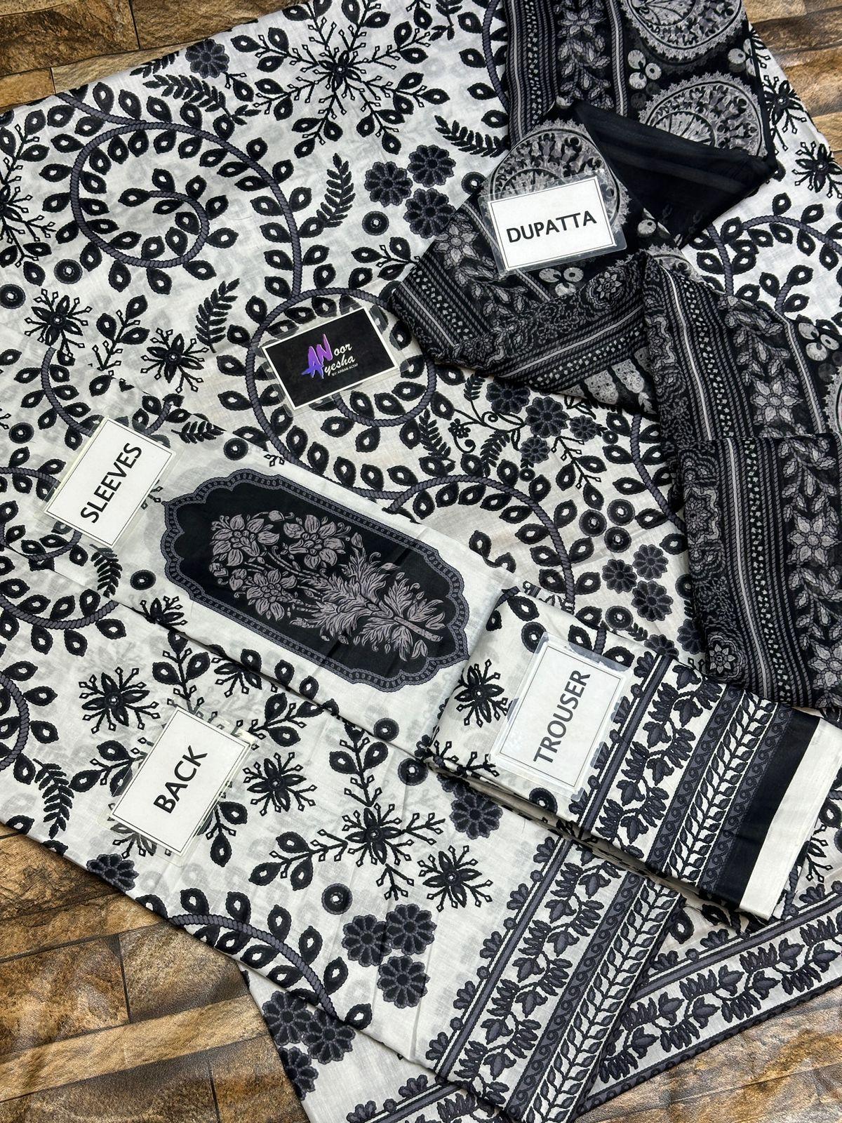 BLACK SNAKE PRINTED LAWN - SR FABRICS