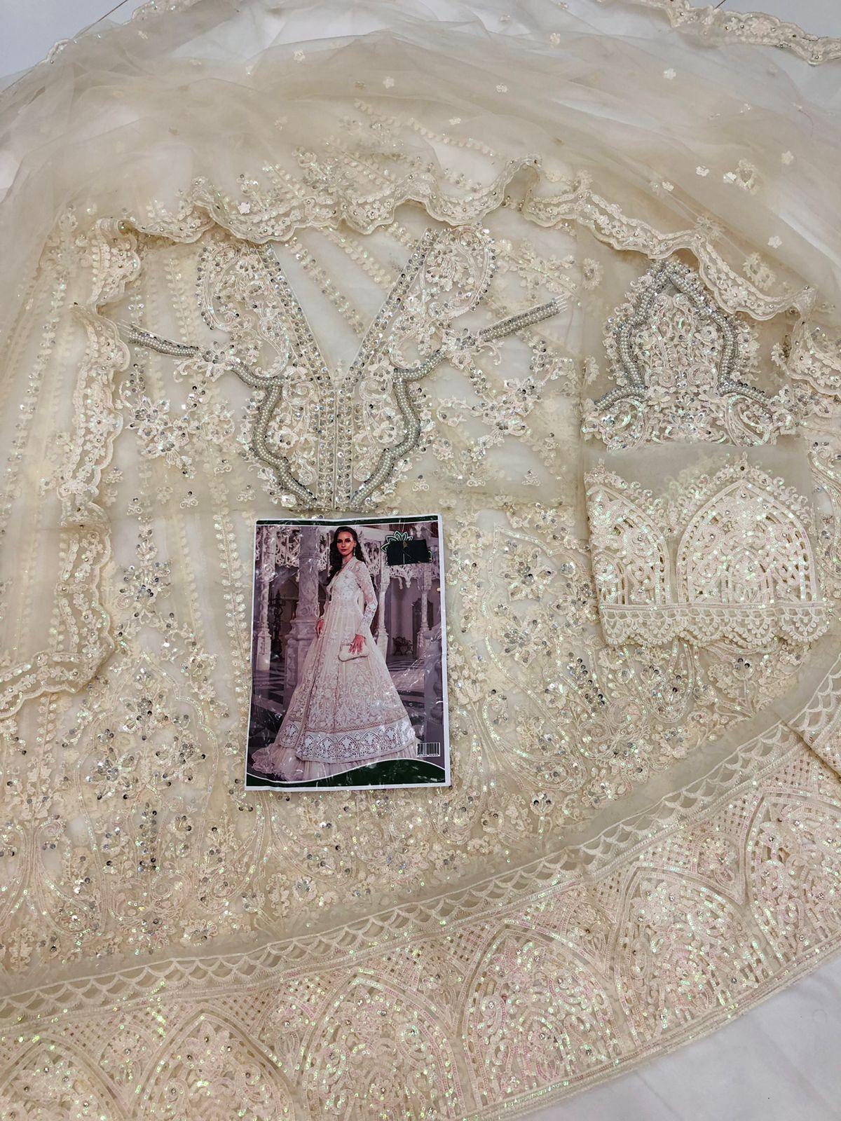 CREAM WHITE HEAVY NET MAKSI - SR FABRICS