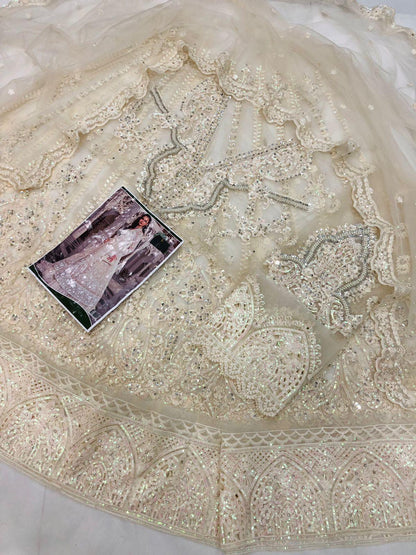 CREAM WHITE HEAVY NET MAKSI - SR FABRICS