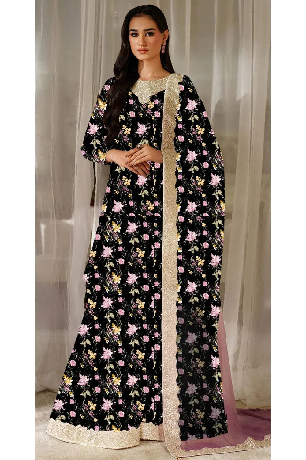 IZNIK BLACK COCKTAIL LUXURY LAWN