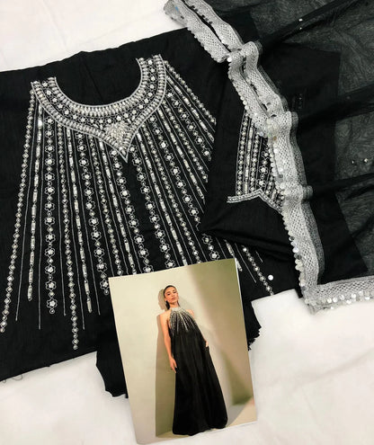 LULUSAR BLACK RAW SILK - SR FABRICS