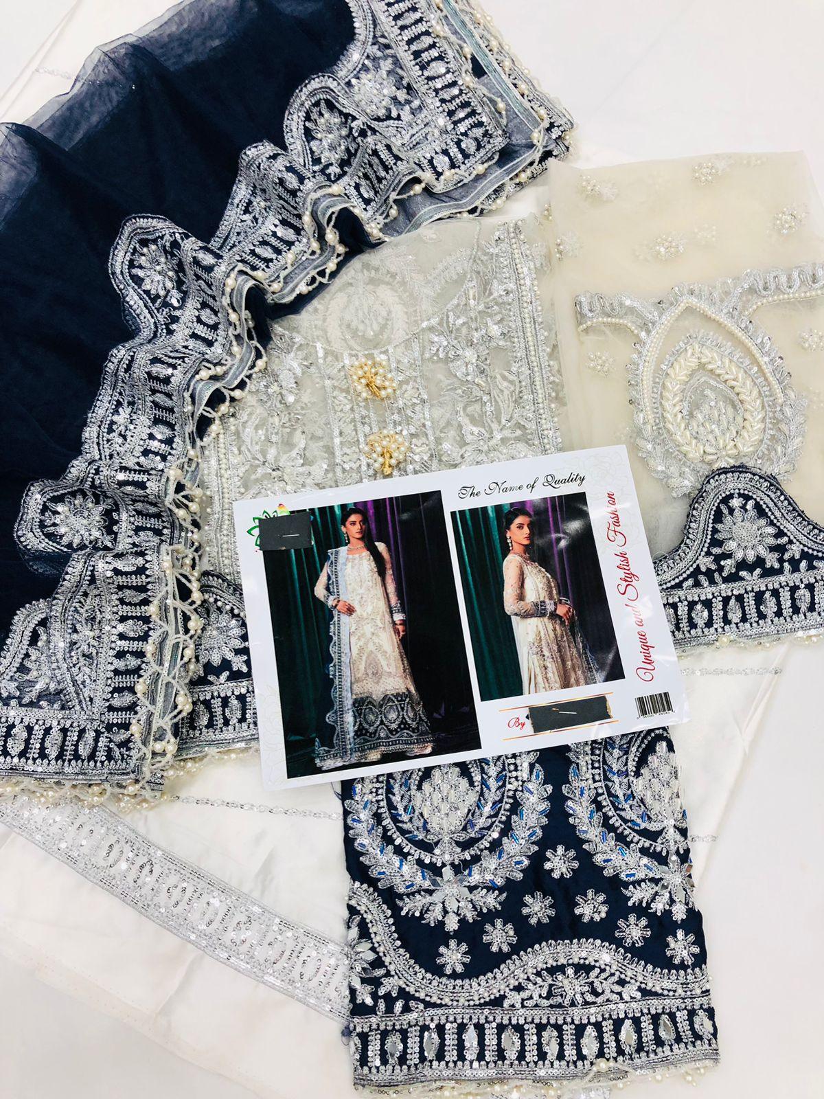 (M N M) WHITE AND BLUE - SR FABRICS