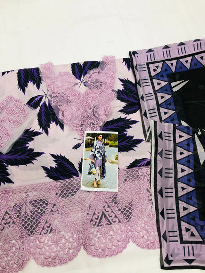 MAHNUR LILAC LAWN - SR FABRICS