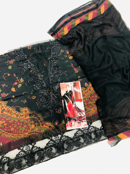 MB BLACK RED DIGITAL LAWN - SR FABRICS