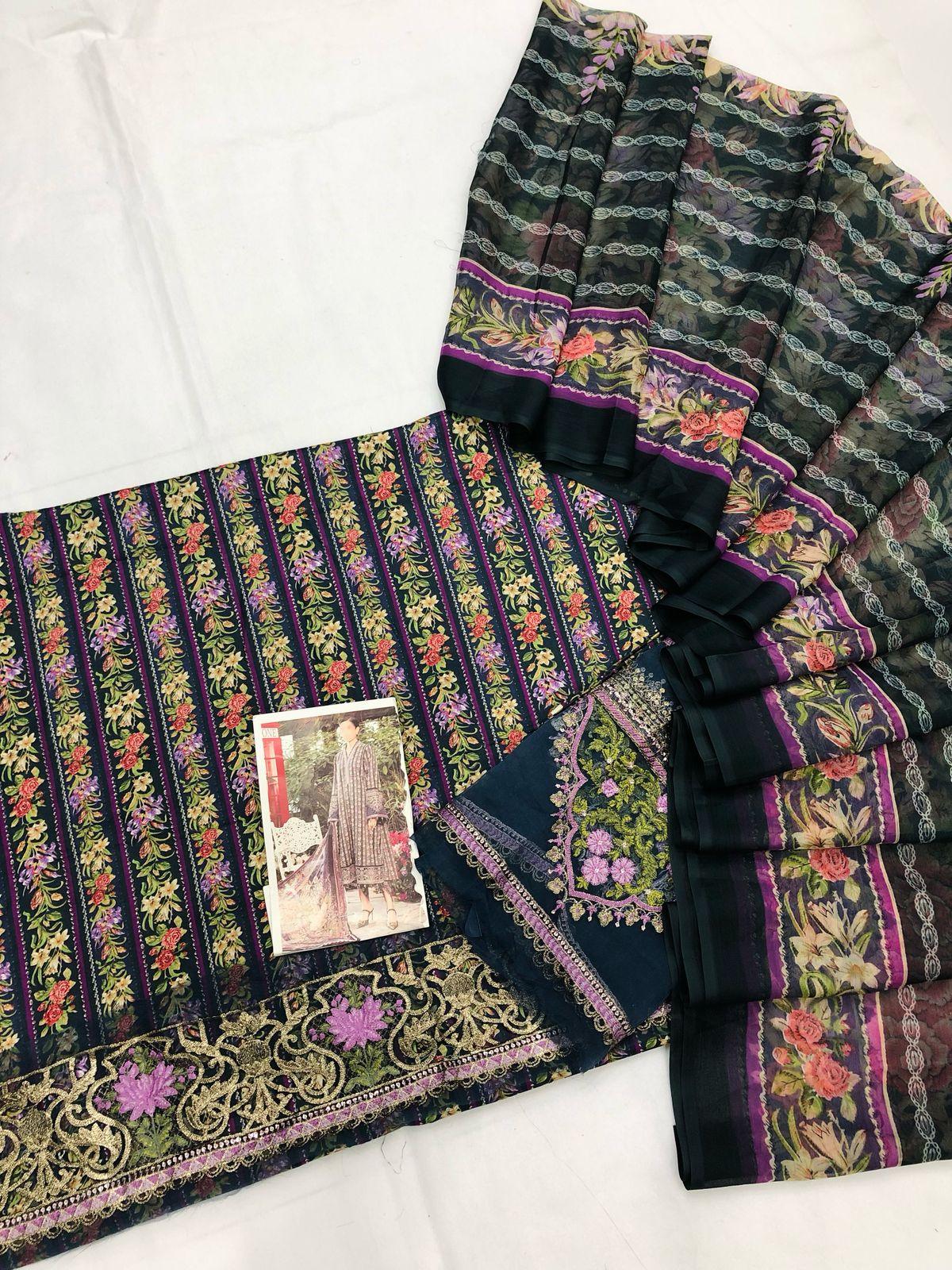 MB BLUE CHUNRI LAWN - SR FABRICS