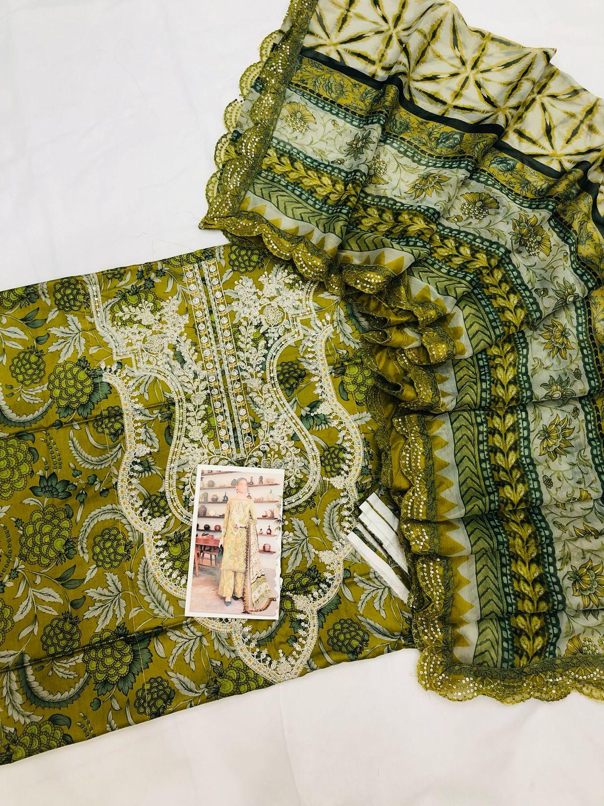 MB MEHNDI NE DIGITAL LAWN - SR FABRICS