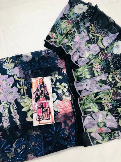 MB NAVY DIGITAL LAWN - SR FABRICS