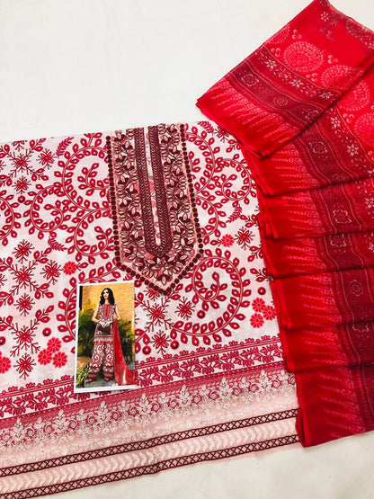 MB RED SNAKE LAWN - SR FABRICS