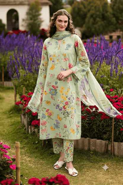MB PISTA GREEN PATIYA PRINTED LAWN
