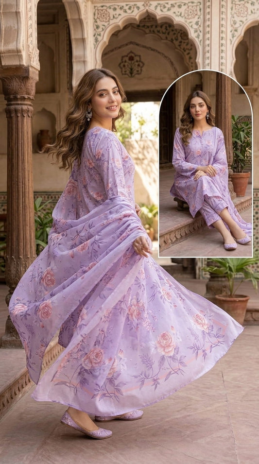 MB LILAC BUTTER PURE LAWN PRINTED