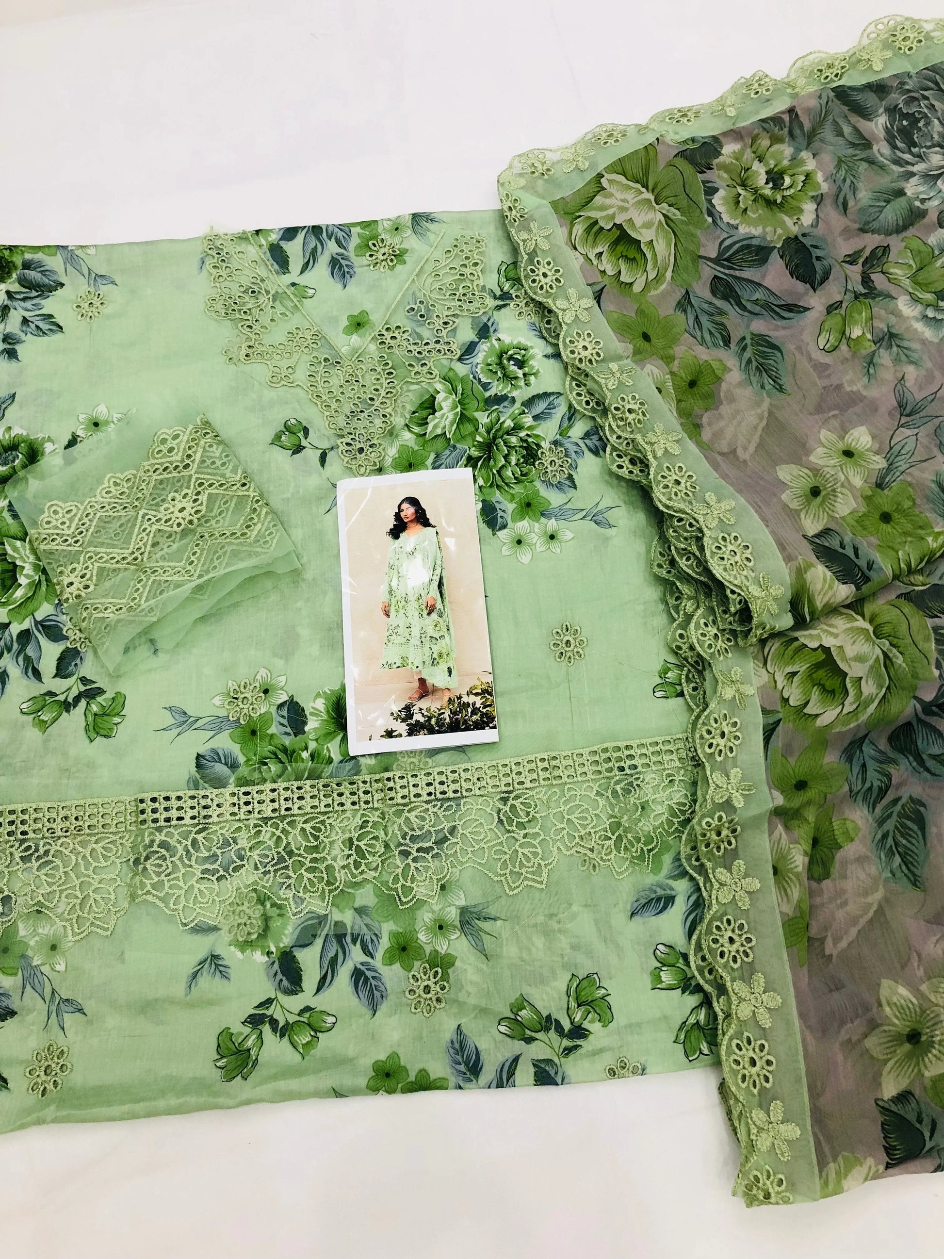 PISTA GREEN CHICKEN KARI LAWN - SR FABRICS