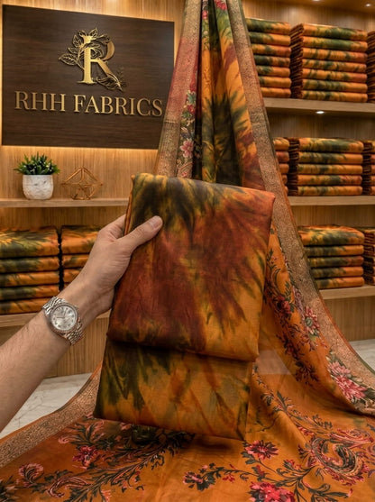 CHINA SILK MULTI SHADED MUSTARD