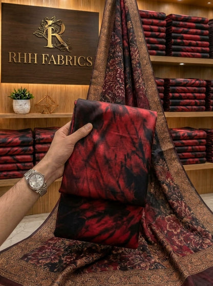CHINA SILK MULTI SHADED BLACK RED