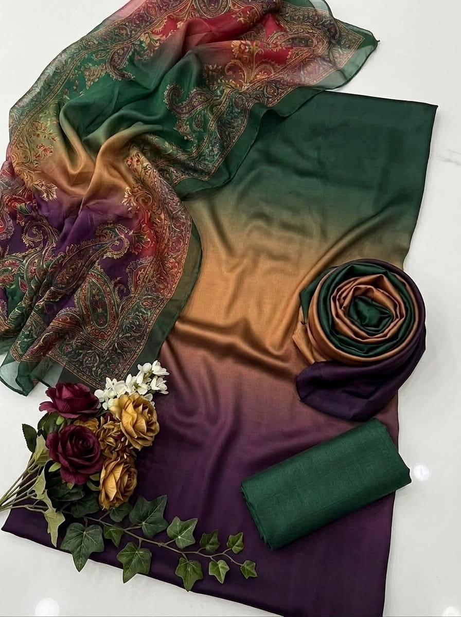 CHINA SILK TIE N DYE MEHNDI